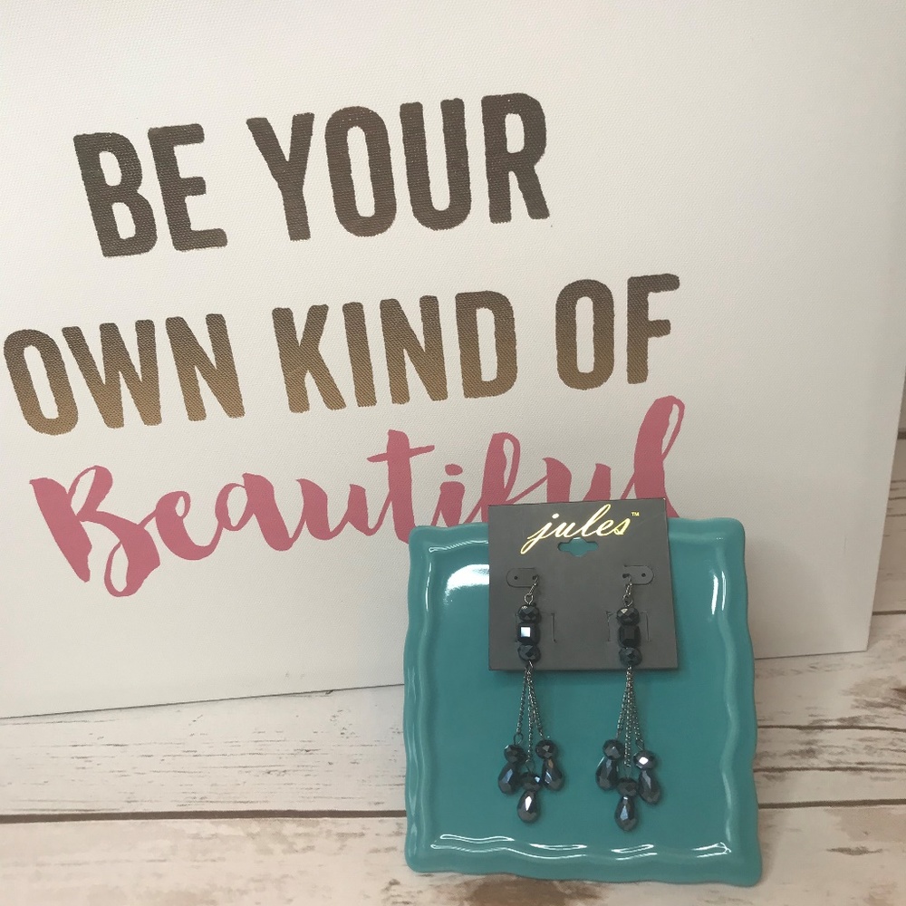 Jules Black Drop Beaded Earrings